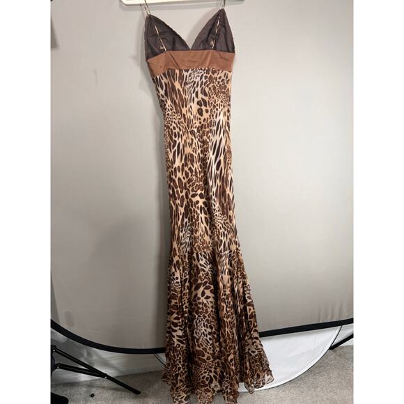 Mia Paluzzi Maxi Dress Leopard Print Sz 4 Y2K 2000s Formal Party Cocktail - Picture 2 of 15